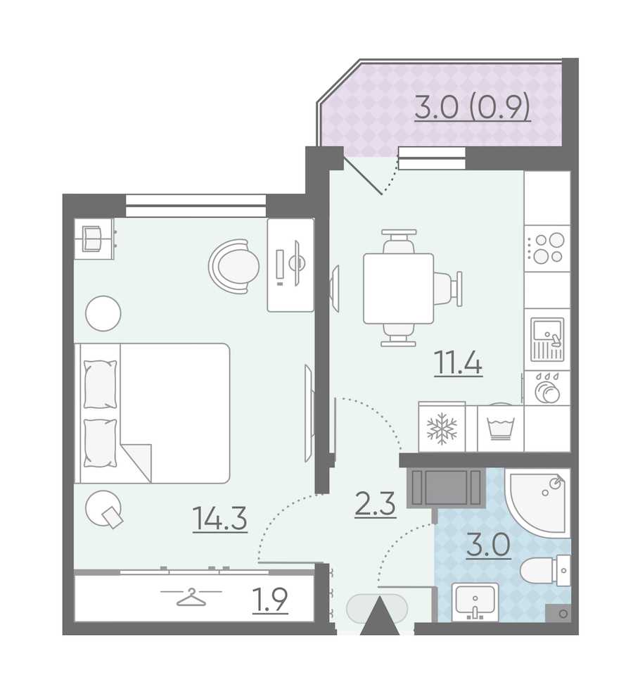 Однокомнатная квартира в : площадь 33.8 м2 , этаж: 7 – купить в Санкт-Петербурге